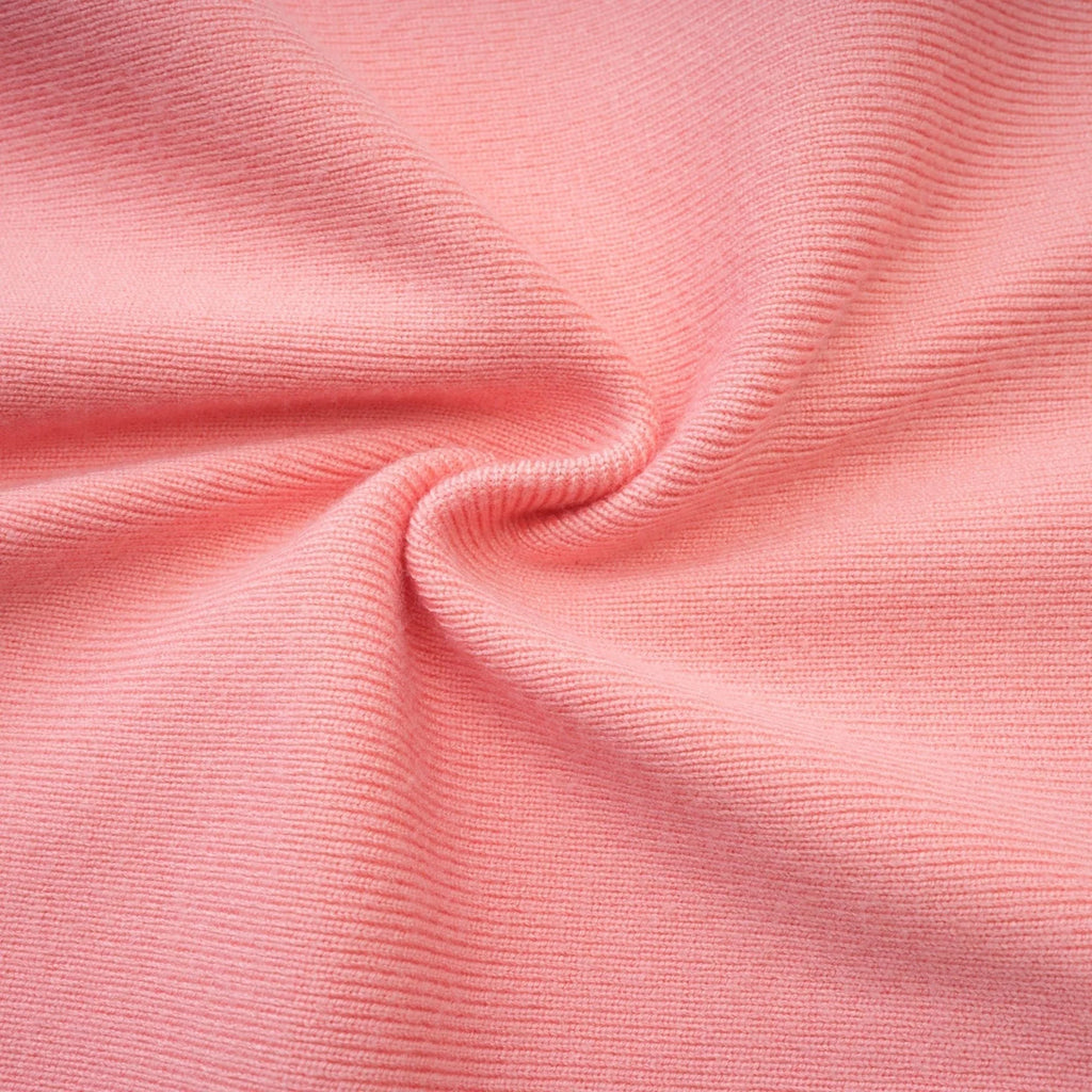 Mirella Long Sleeved Dress Pink & Black Lapel V - Neck Fitted Thigh