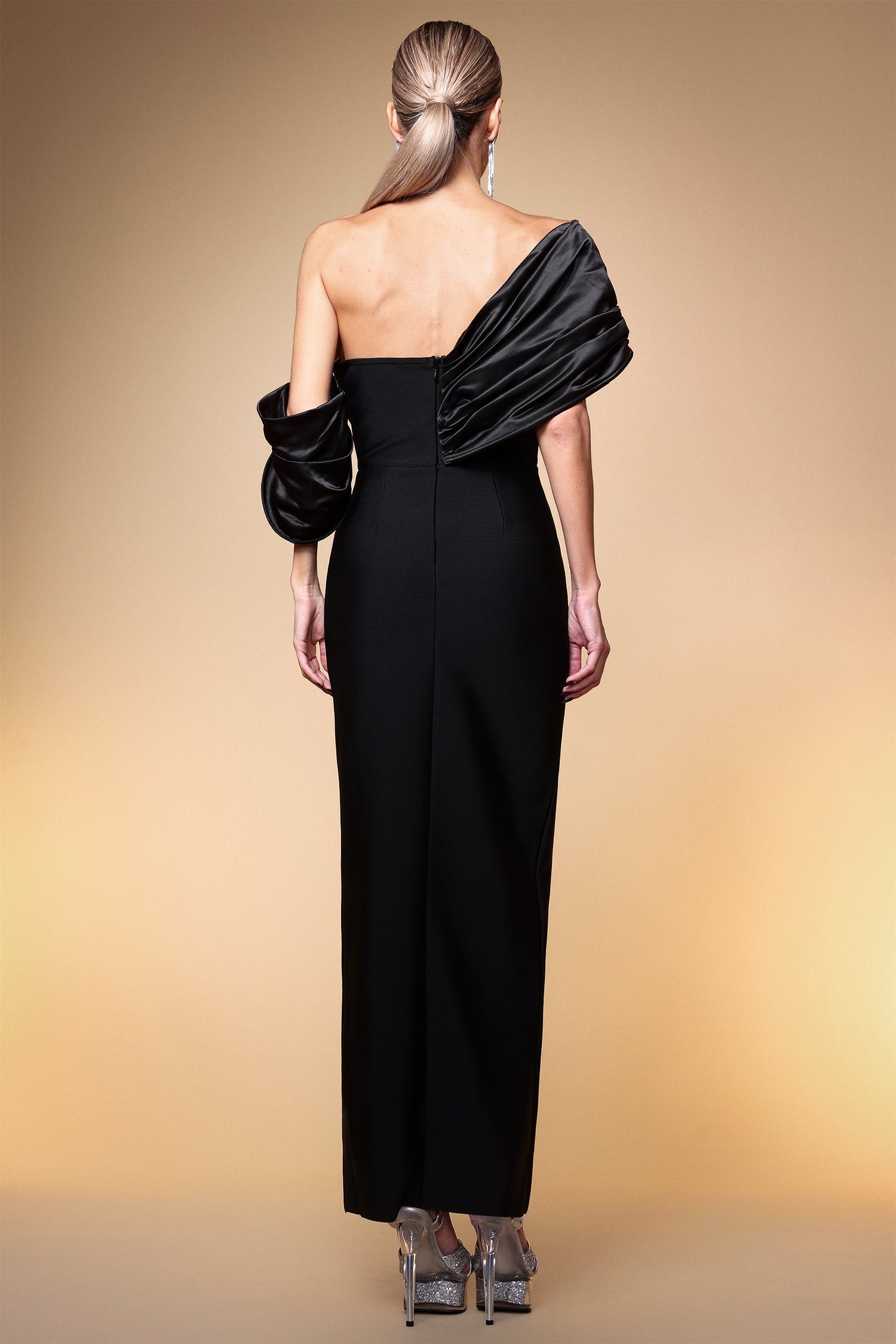 Miriam Black Rhinestone Off-Shoulder Dress