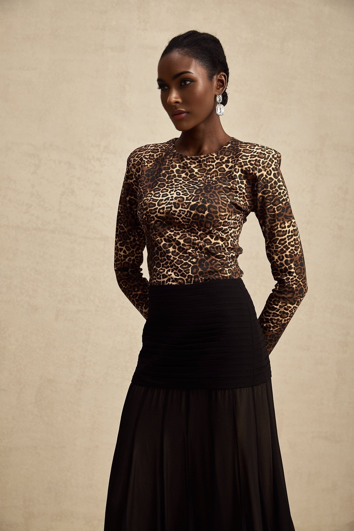 Morgan Bodysuit Brown Leopard Print Stretch Jersey
