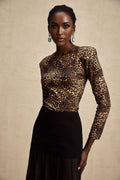 Morgan Bodysuit Brown Leopard Print Stretch Jersey