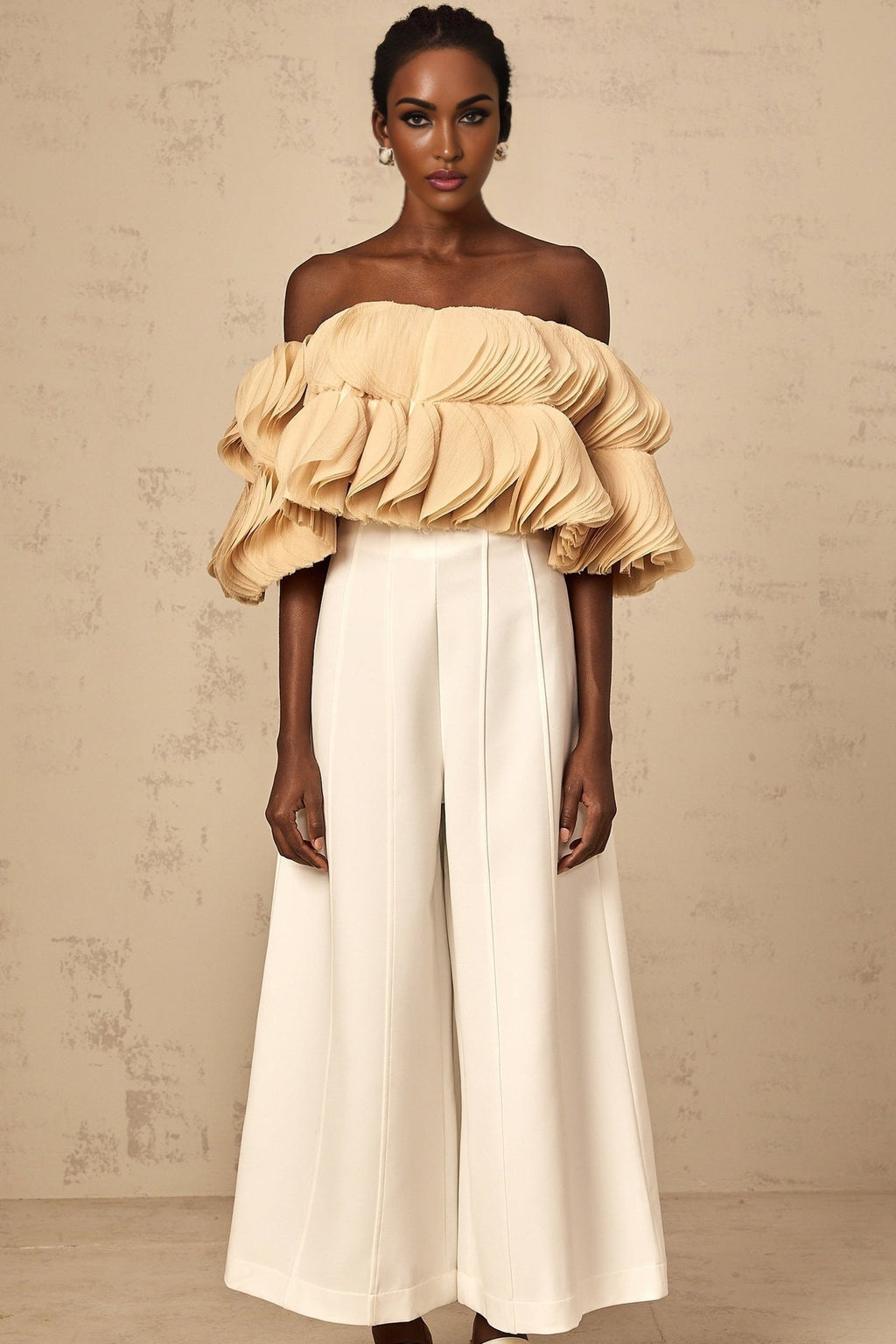 Morgan Cropped Top Off The Shoulder Shirred Panel