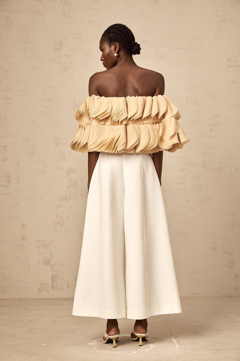 Morgan Cropped Top Off The Shoulder Shirred Panel