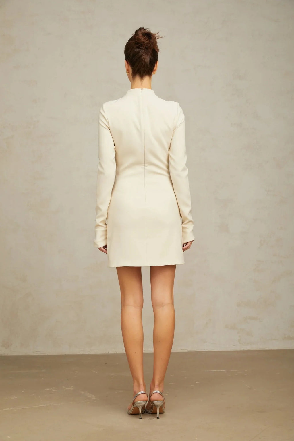 Morgan Mini Dress White Flared Cuffs Zip Fastening Thigh Length