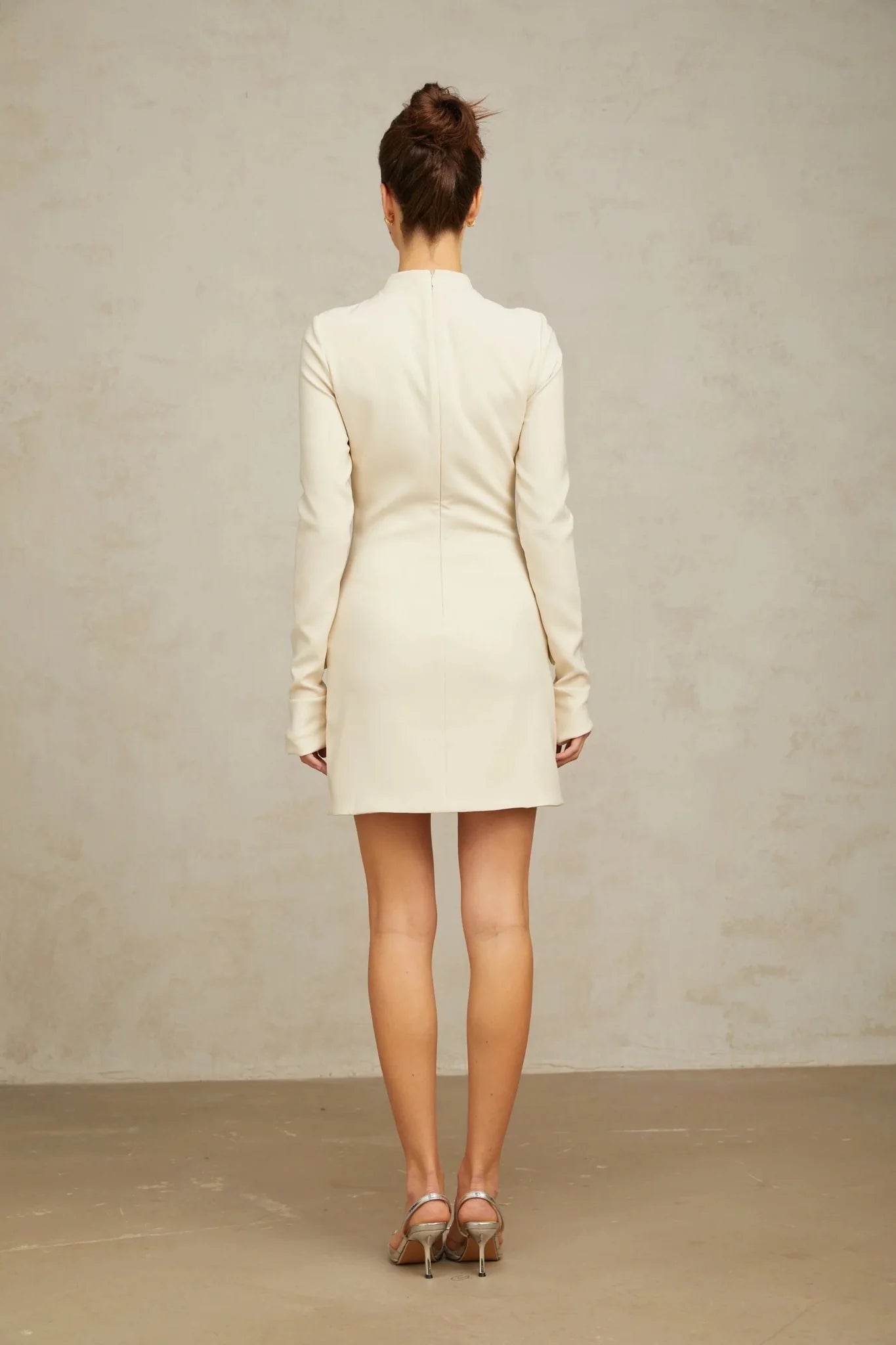 Morgan Mini Dress White Flared Cuffs Zip Fastening Thigh Length