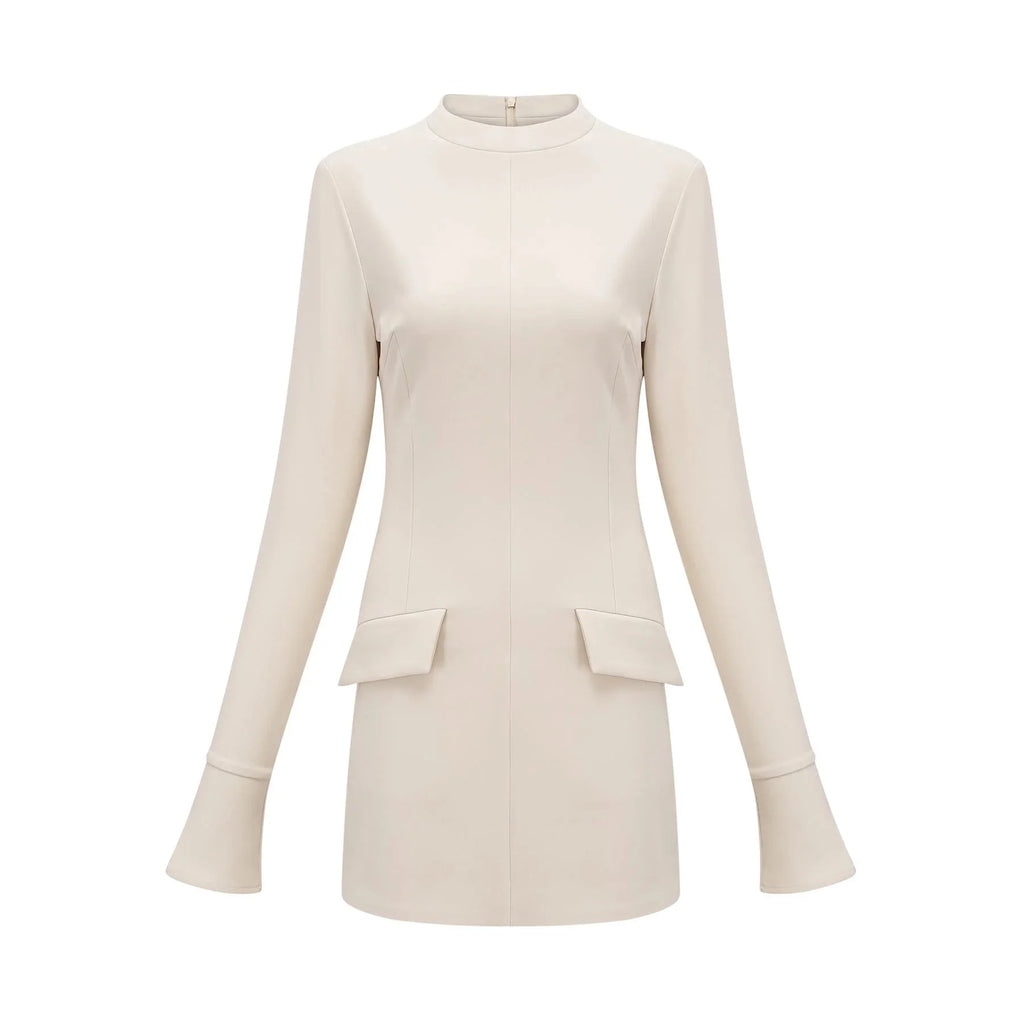 Morgan Mini Dress White Flared Cuffs Zip Fastening Thigh Length