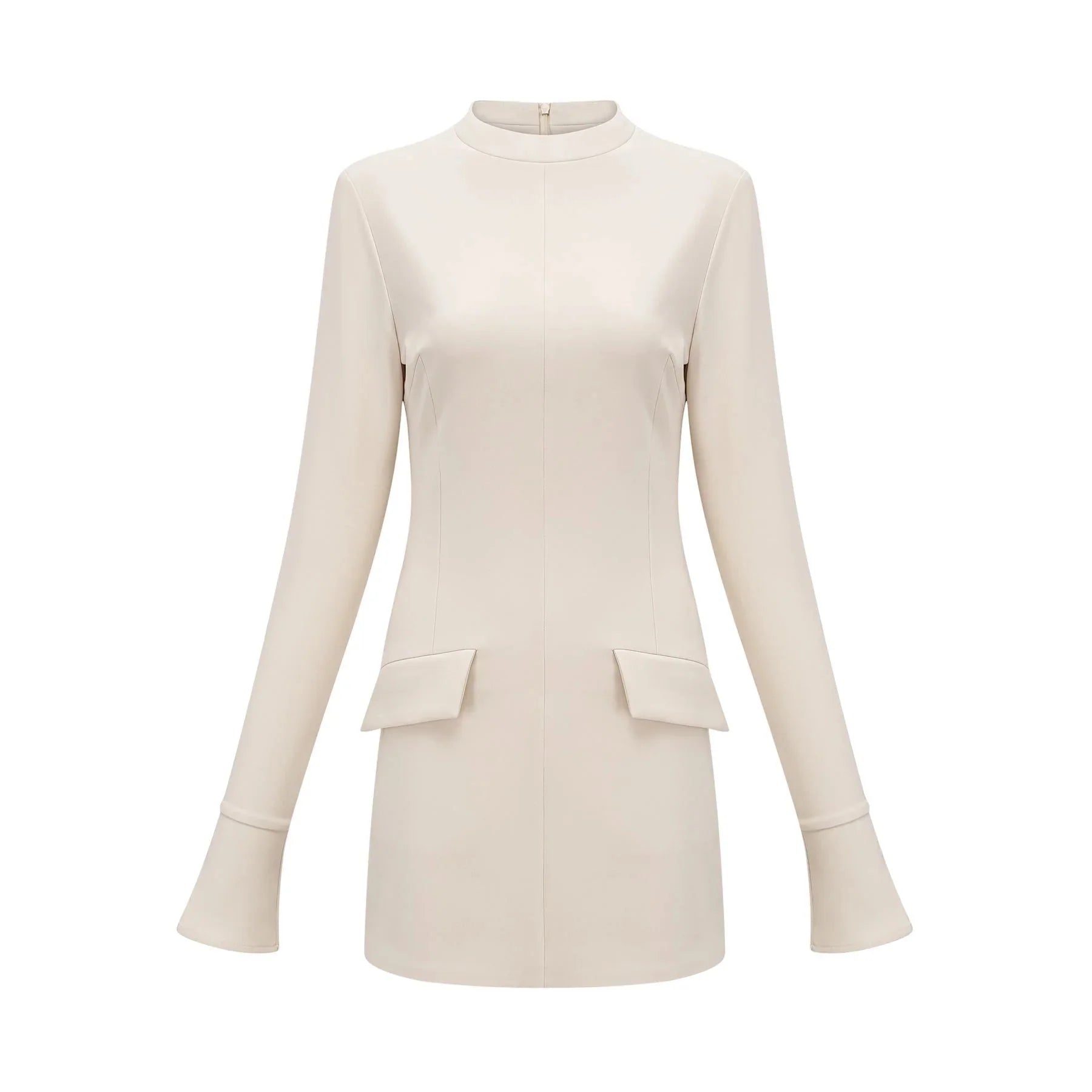 Morgan Mini Dress White Flared Cuffs Zip Fastening Thigh Length