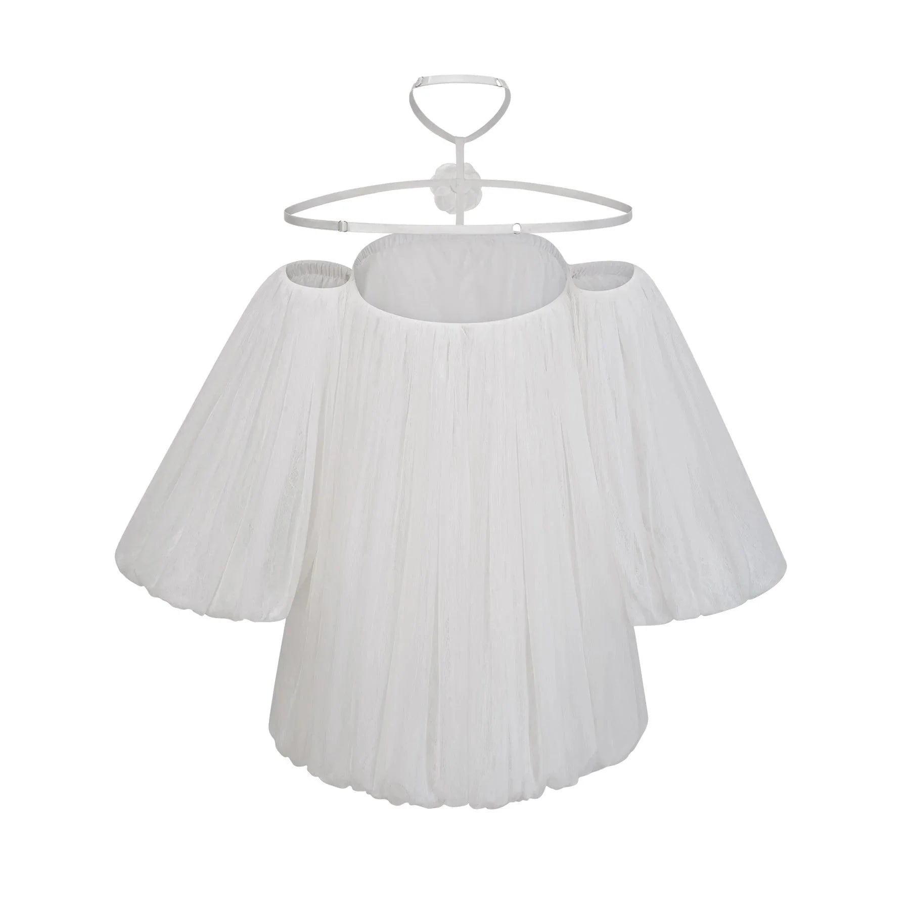 Morgan Mini Dress White Pleated Tulle Floral Applique