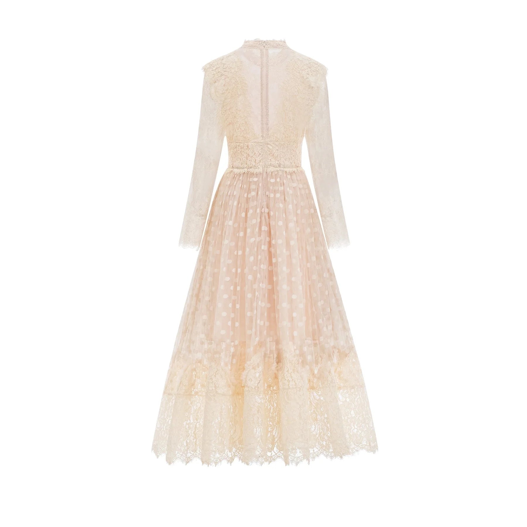 Morgan Polka - Dot Lace - Trim Midi Dress