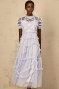 Nadia Maxi Dress Blue Polka Dot Tiered Ruffle Tulle Sheer
