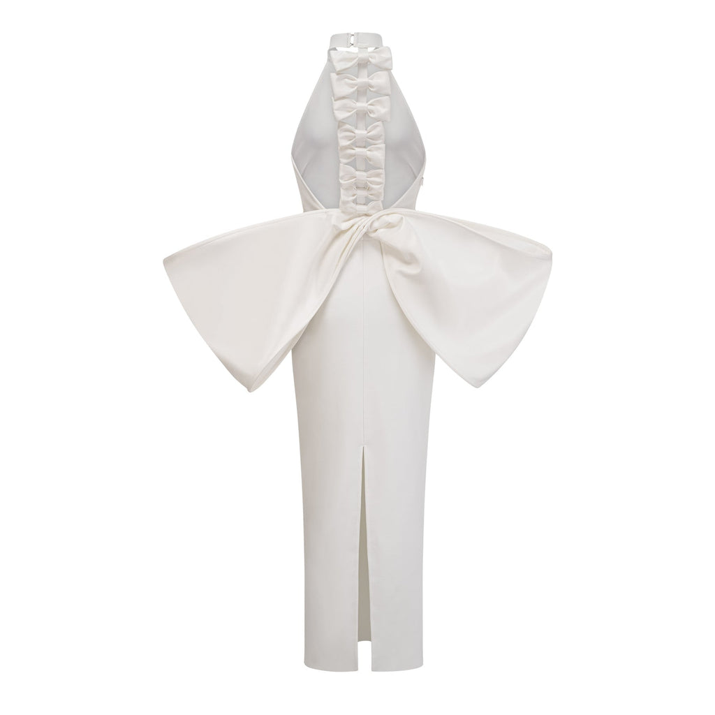 Natalia Dress White Oversize - Bow Maxi