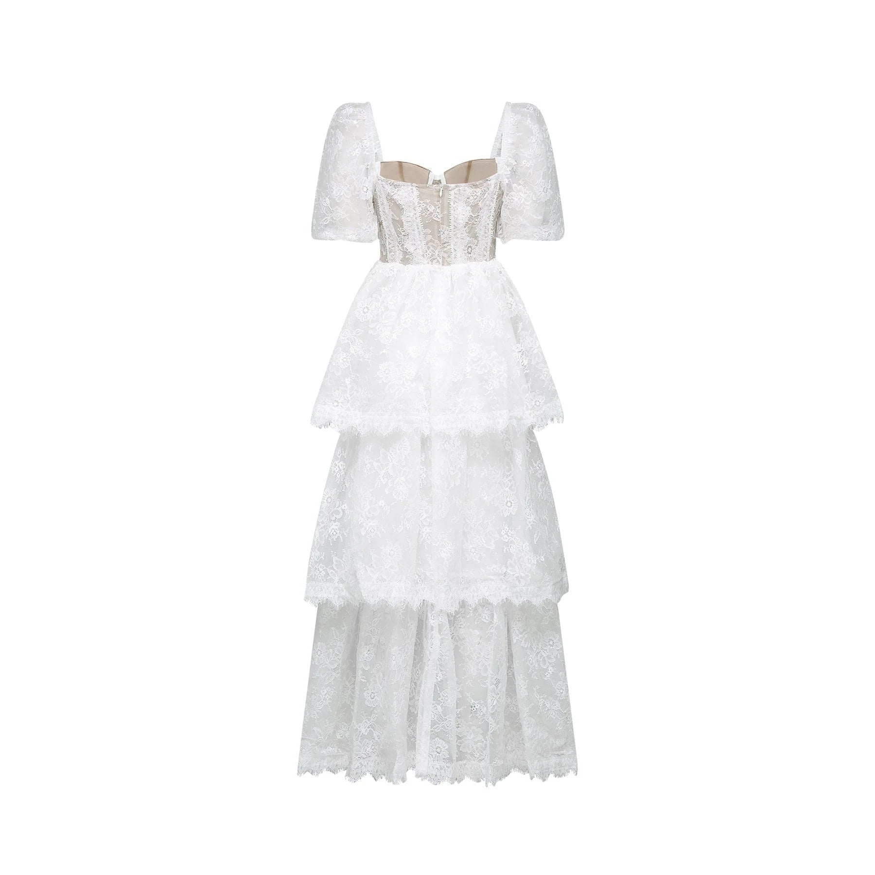 Natalie Maxi Dress in White with Square Neck