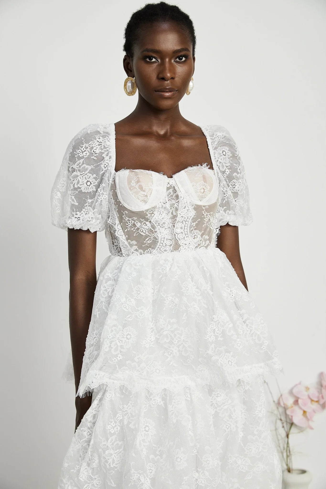 Natalie Maxi Dress in White with Square Neck