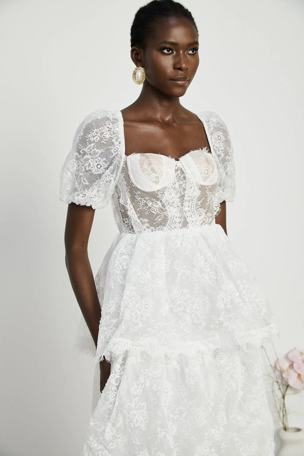 Natalie Maxi Dress in White with Square Neck