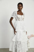 Natalie Maxi Dress in White with Square Neck
