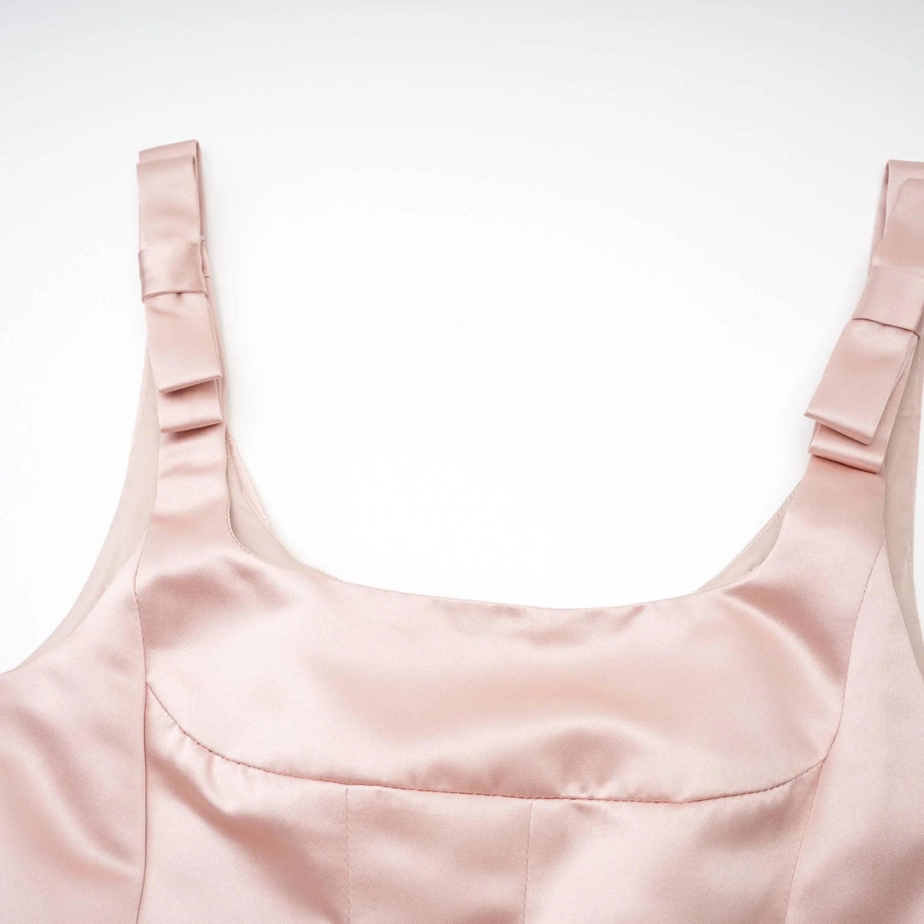 Natalina Midi Dress Pink Bowknot Strap Pleated Ankle Length