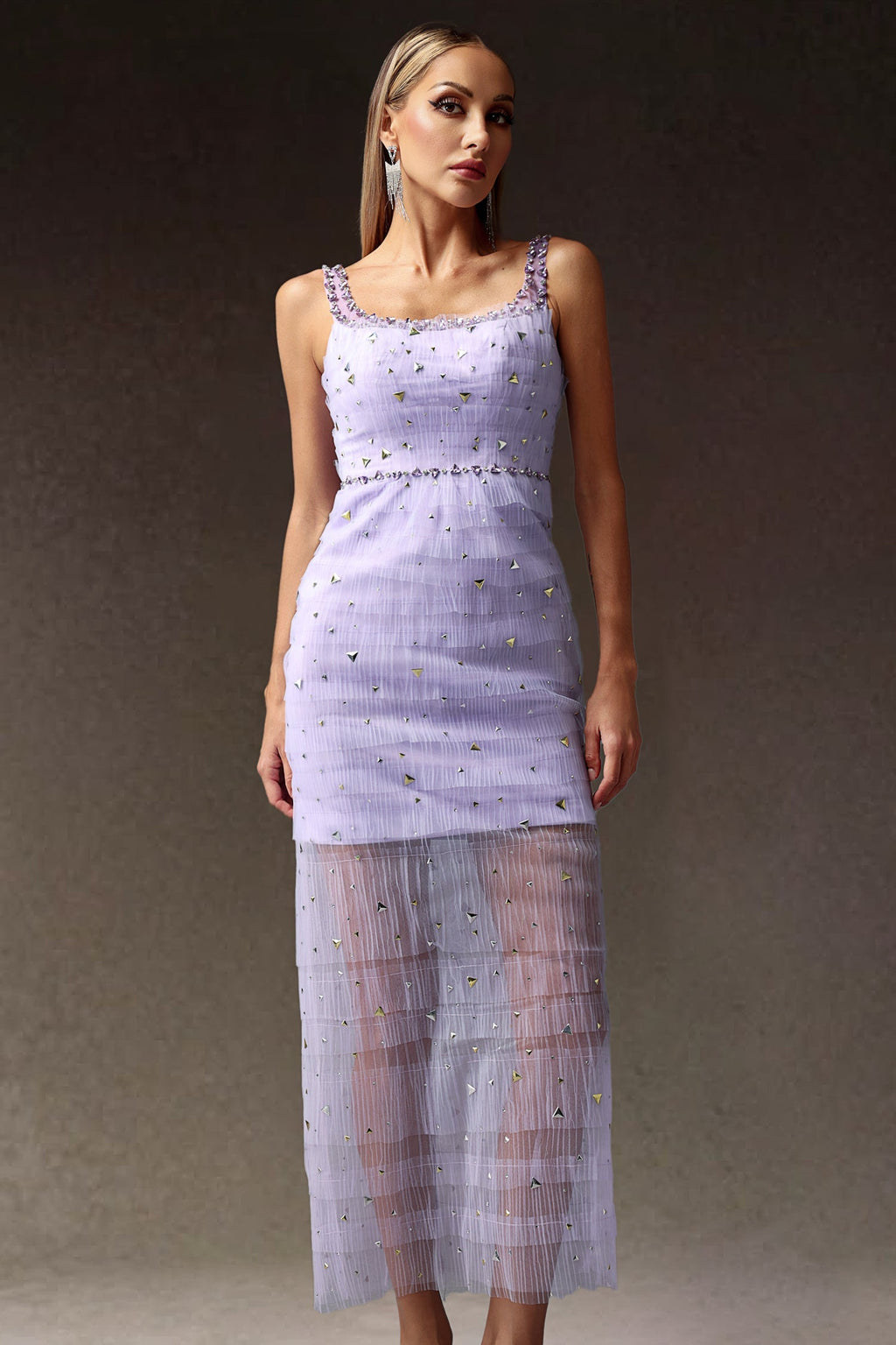 Natasha Lilac Sequin Diamond Dress