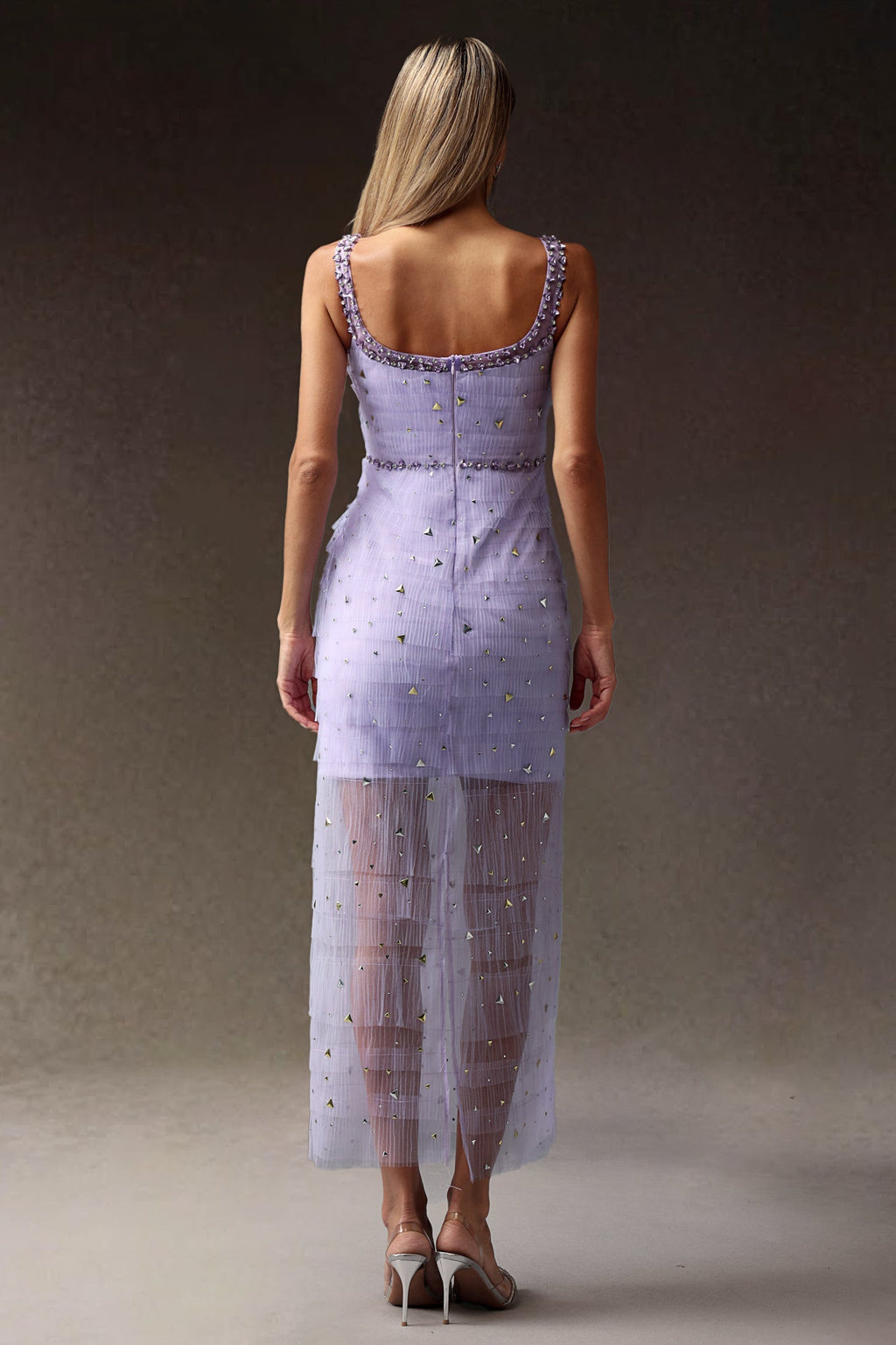 Natasha Lilac Sequin Diamond Sleeveless Dress