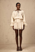 Nicole Floral Appliqué Blouse & Layered Skirt Set