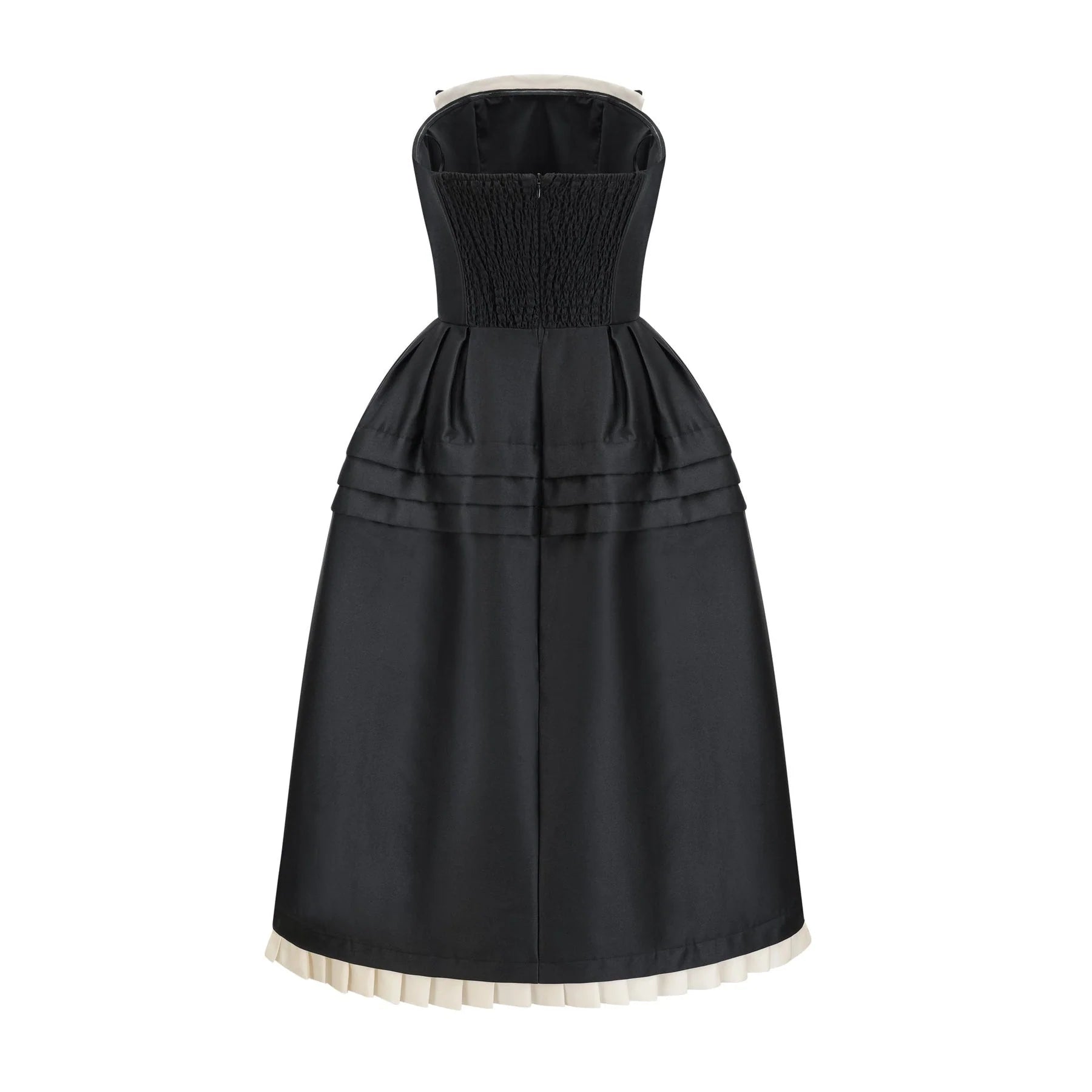 Nicole Midi Dress Black White Strapless Bow Detail Elegance