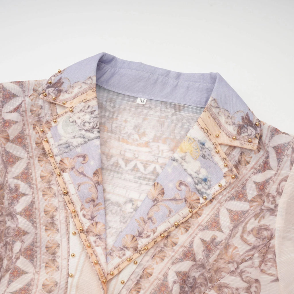 Ninfa Mini Dress with Pattern Print and Belt