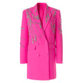 Ninfa Oversized Double - Breasted Coat - Floral Embellishments and Rhinestone Appliqué Details