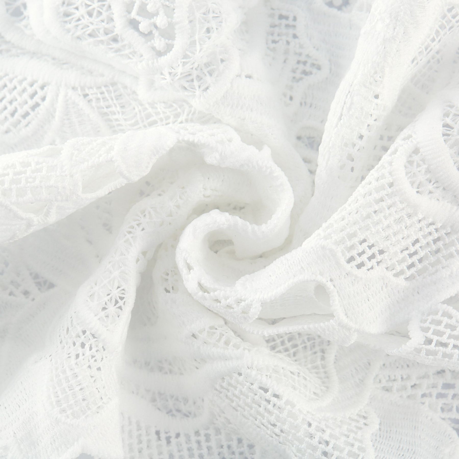 Noémie White Lace Midi Dress With Waist Belt & Embroidered Floral Design