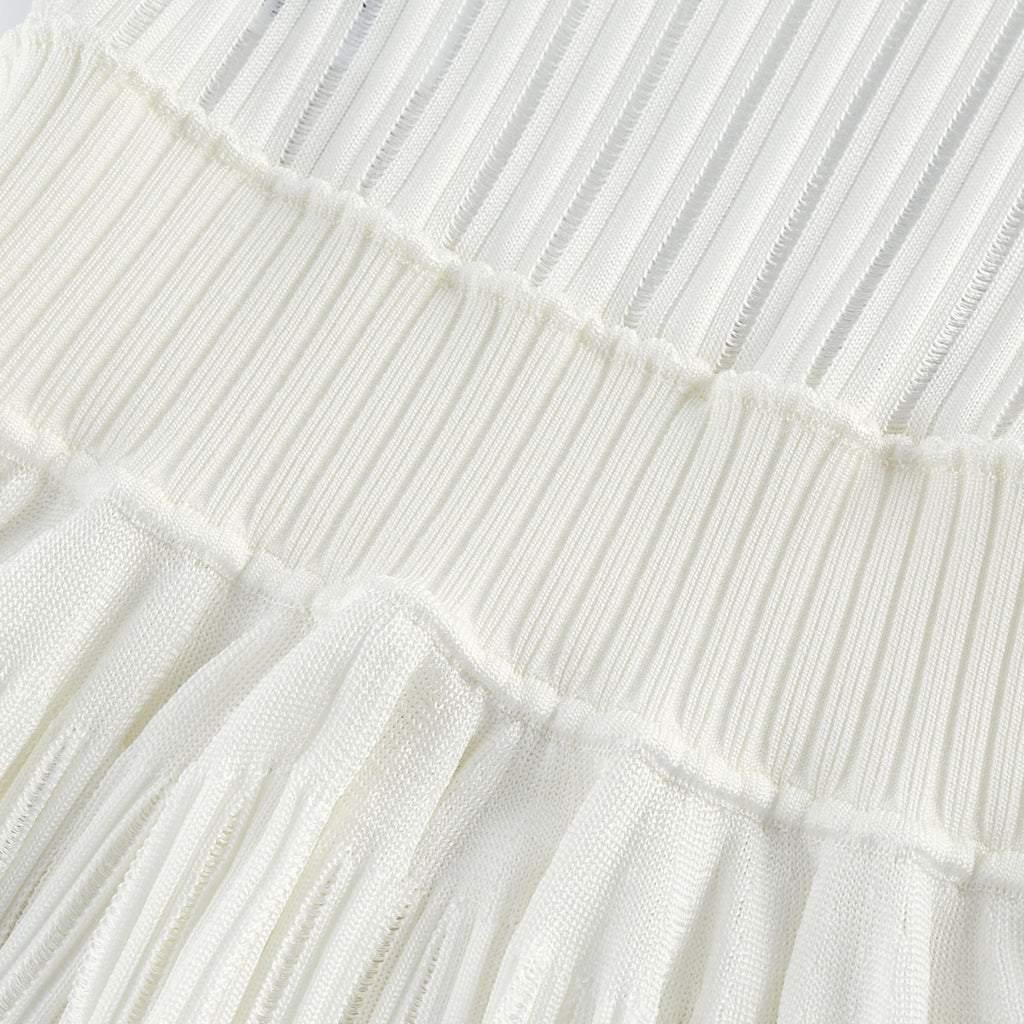 Noémie White Sleeveless Mini Dress With Flared Skirt