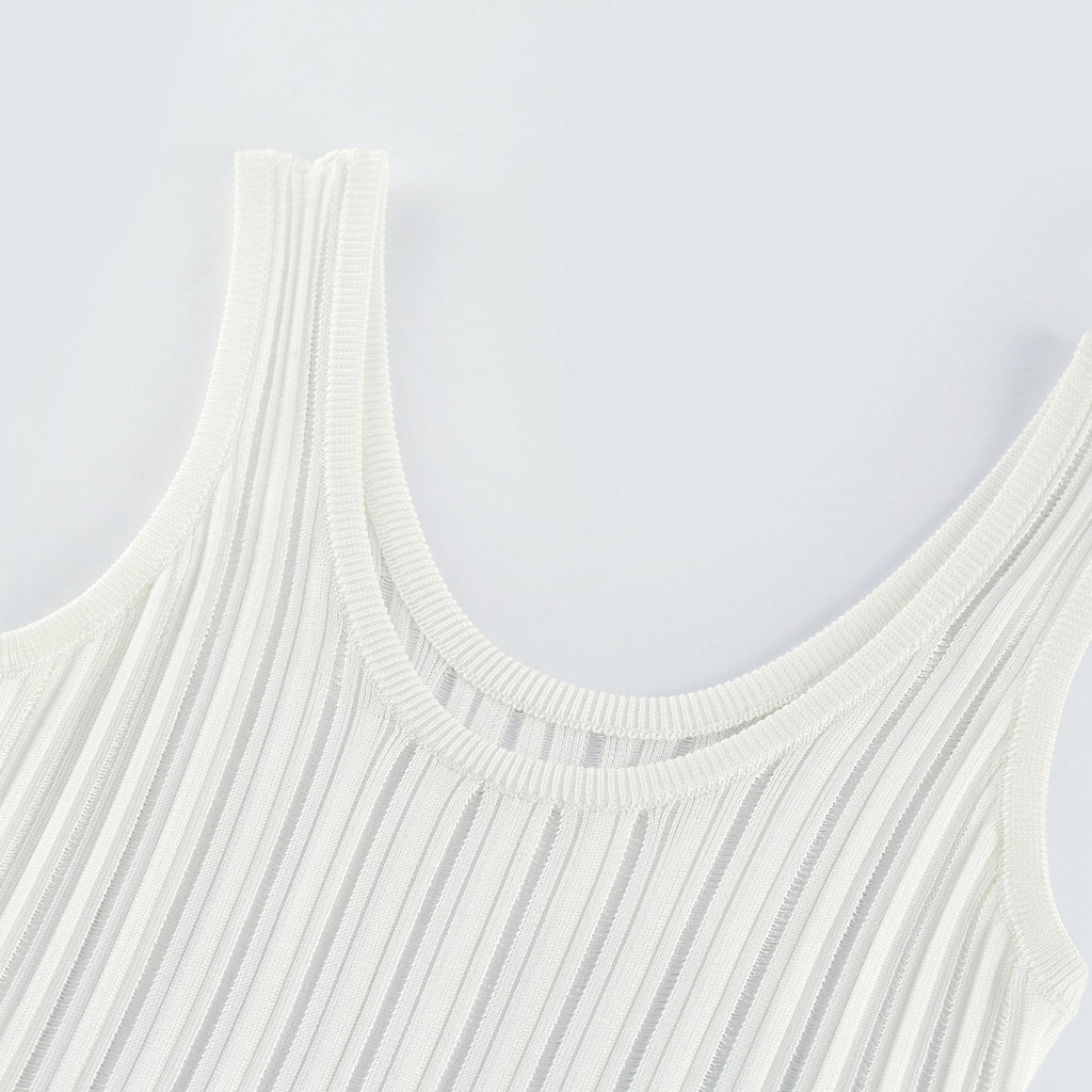 Noémie White Sleeveless Mini Dress With Flared Skirt