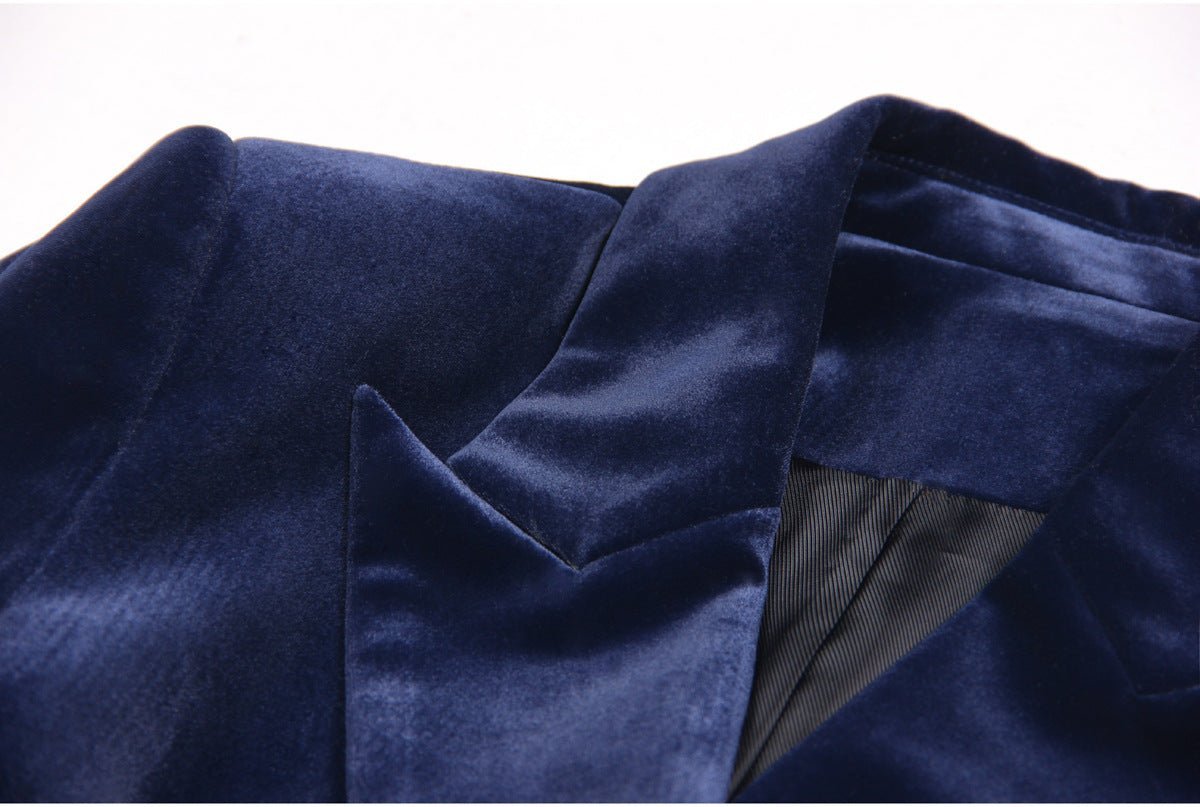 Nora Blazer & Flared Trousers – Velvet Power Suit – Slim Fit Double - Breasted Design
