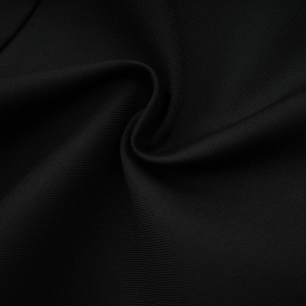 Nora Mini Dress Black Flared Crossover Gold Button