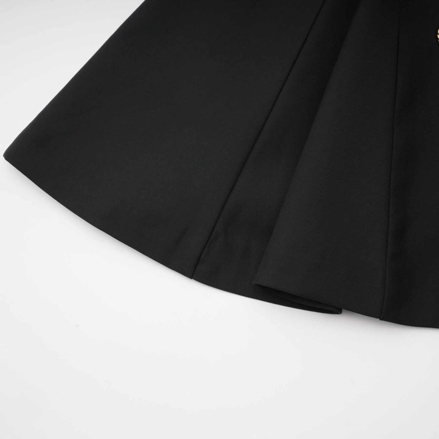 Nora Mini Dress Black Flared Crossover Gold Button