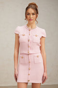 Nora Skirt & Top Set Crystal Embellished Pink Knit