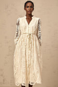 Norah Lace Embroidery Midi Dress in Neutrals