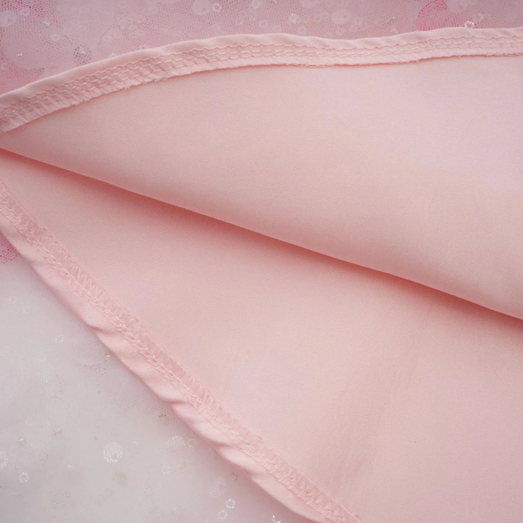 Norah Mini Dress Pink & White 3D Petal Puffy Scallop Hem
