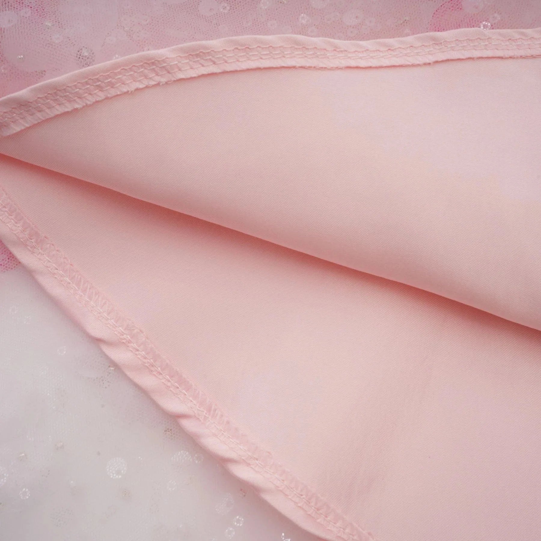 Norah Mini Dress Pink & White 3D Petal Puffy Scallop Hem