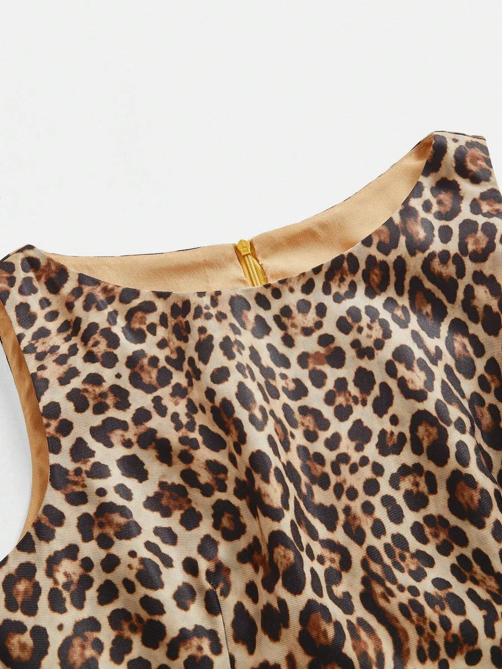 Nunzia Midi Dress - Round Neck - High Waist - A Line - Leopard Print - Elegant