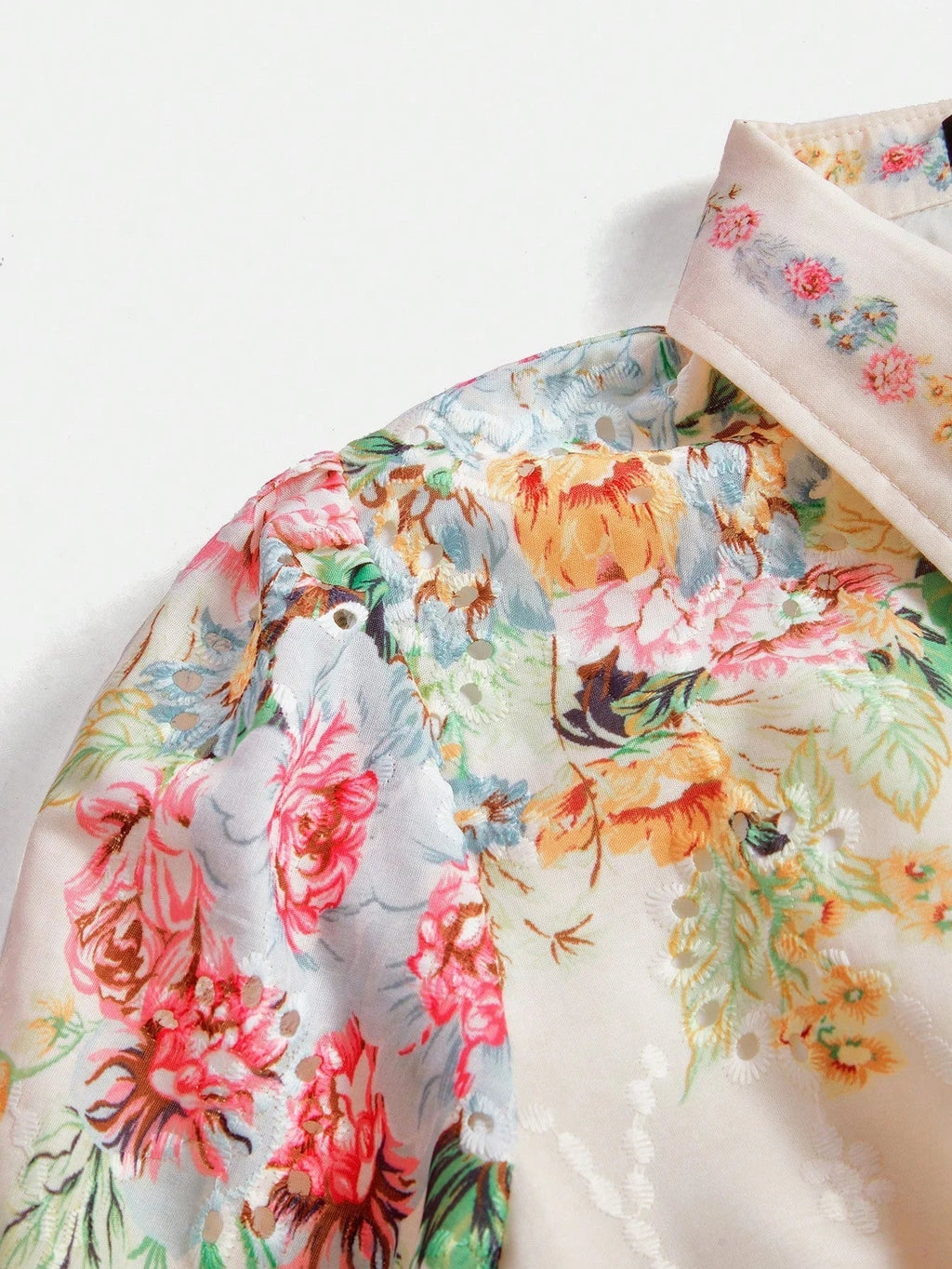 Oakley Midi Dress - Shirt Collar - Bishop Sleeve - High Waist - Floral Pattern - Elegant Style