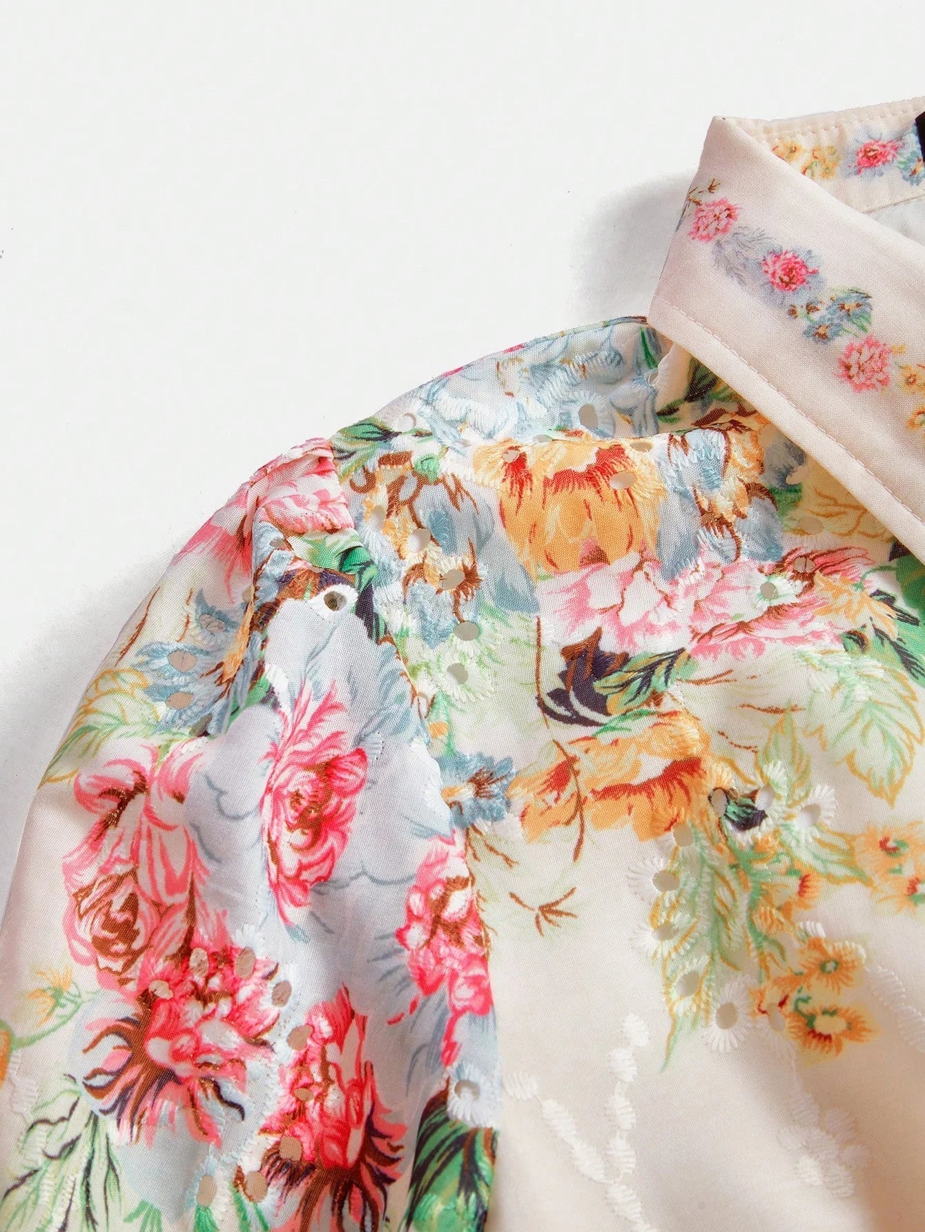 Oakley Midi Dress - Shirt Collar - Bishop Sleeve - High Waist - Floral Pattern - Elegant Style