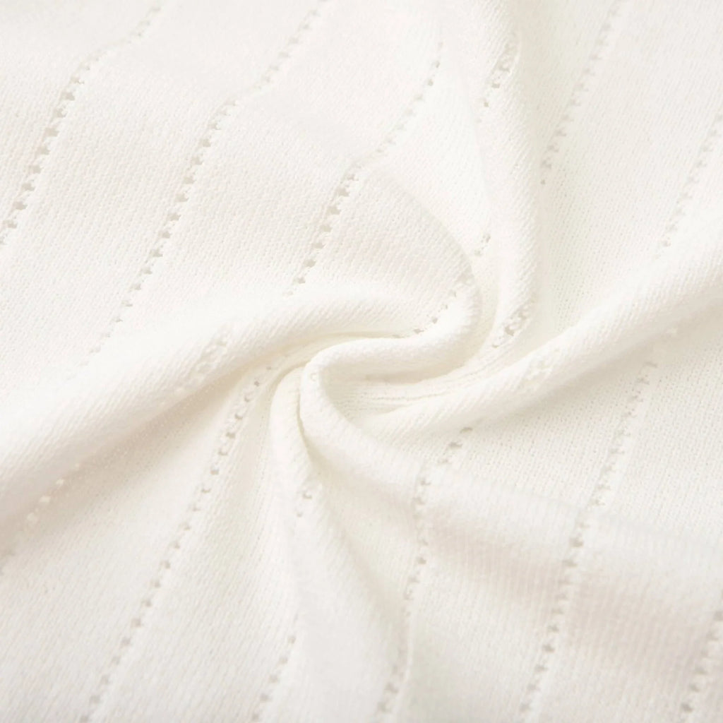 Oakley Skirt & Top Set Rib Knitted Button Detail White
