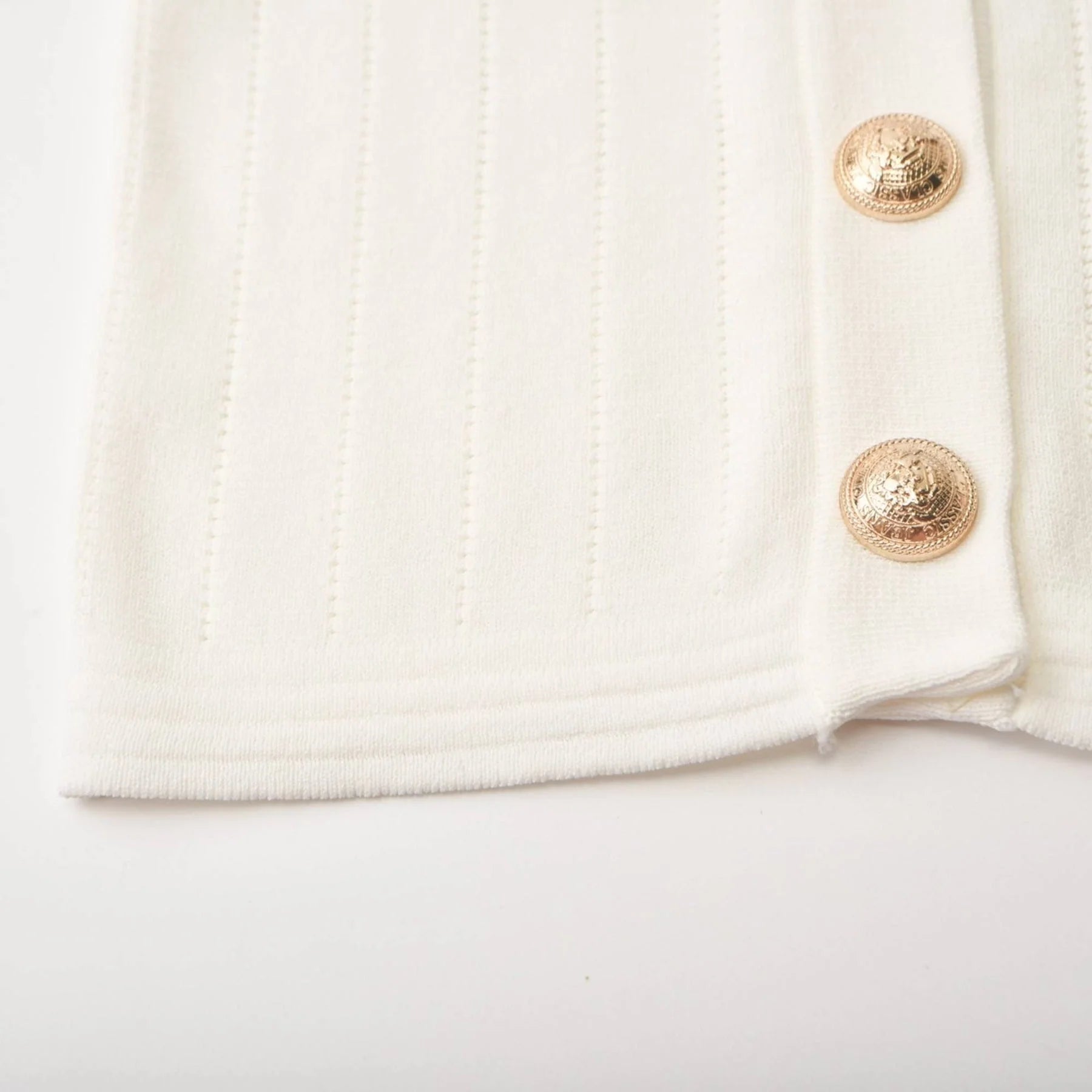 Oakley Skirt & Top Set Rib Knitted Button Detail White