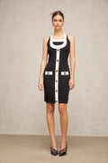 Ofelia Mini Dress Black White Halter Knit