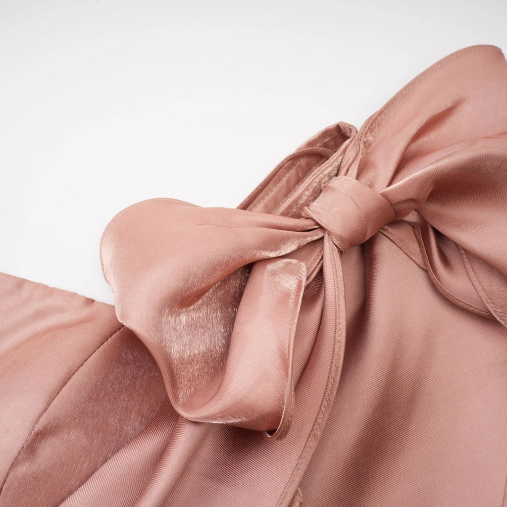 Olga Dress Brown Bow Detail Flare Mini