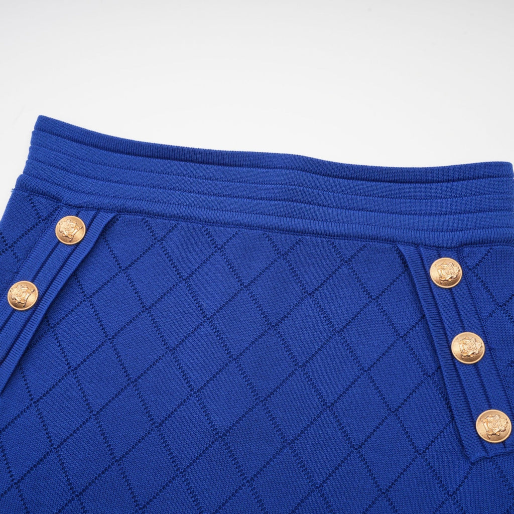 Olga Skirt & Top Set Plaid Blue Button