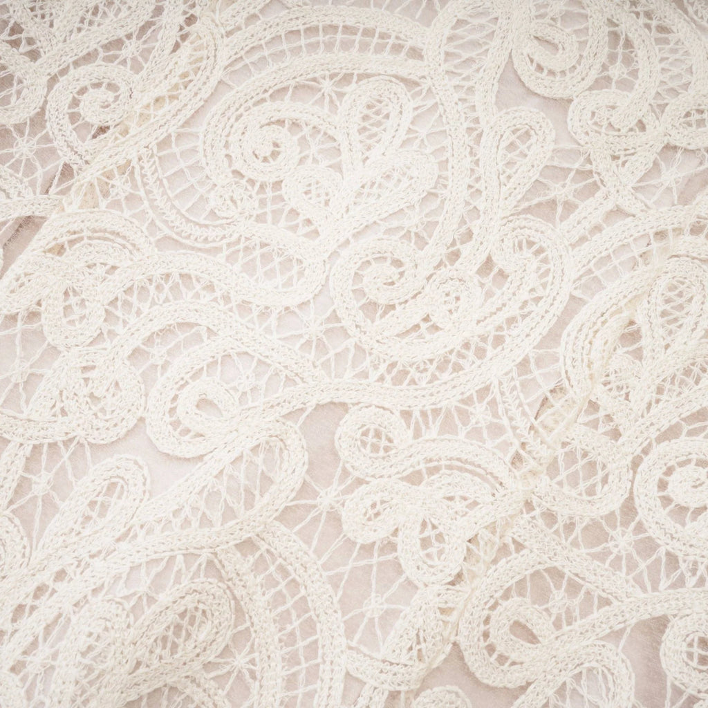 Olivia Long Sleeved Dress White Lace Pierced Effect V - Neck