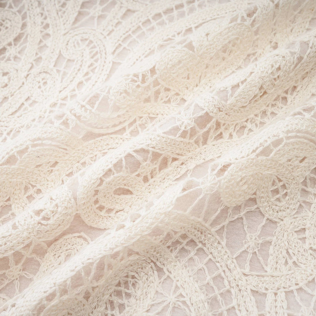Olivia Long Sleeved Dress White Lace Pierced Effect V - Neck