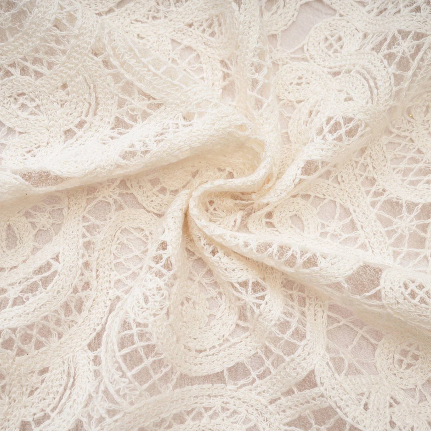 Olivia Long Sleeved Dress White Lace Pierced Effect V - Neck