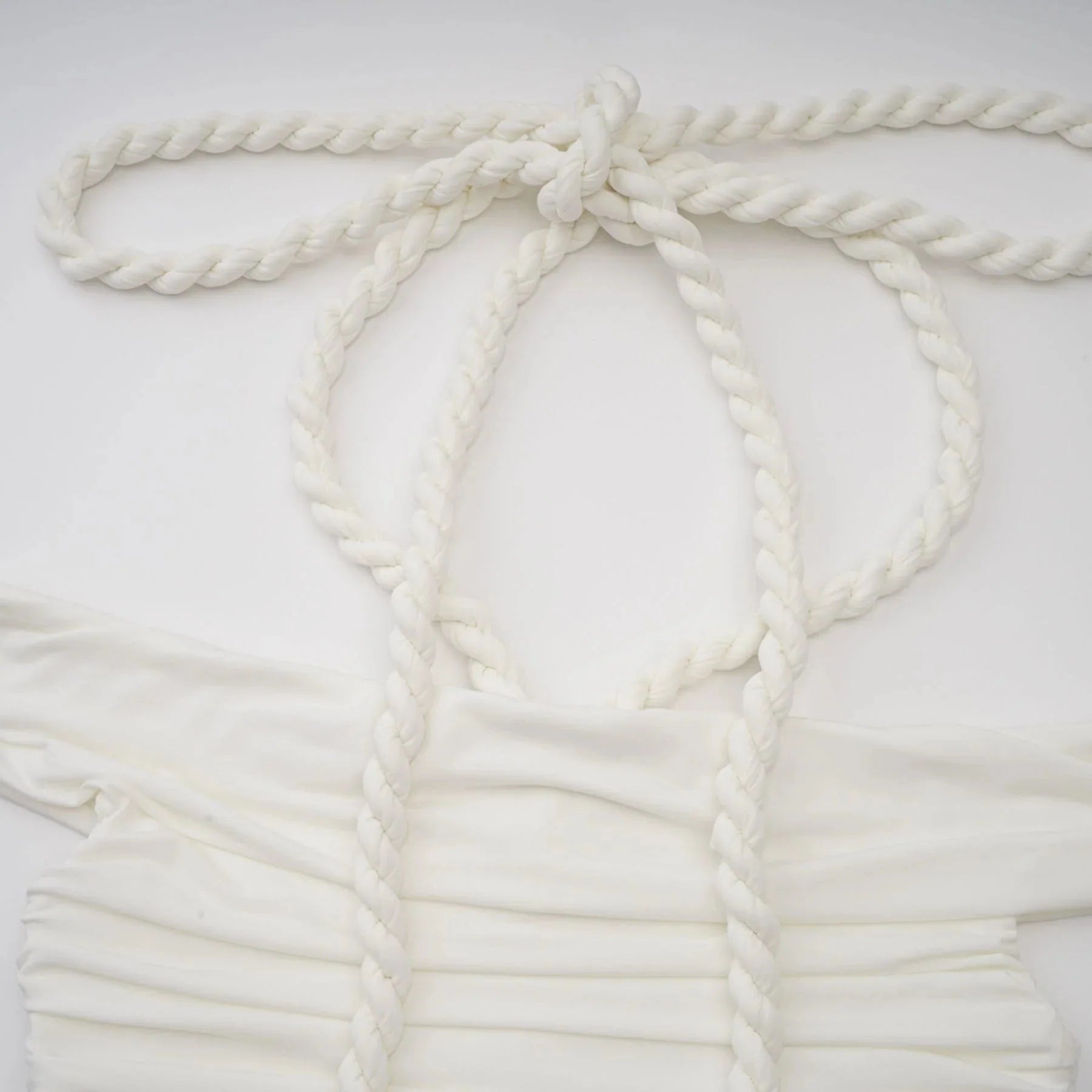 Ornella Midi Dress White Off - Shoulder Braid & Rope Detail