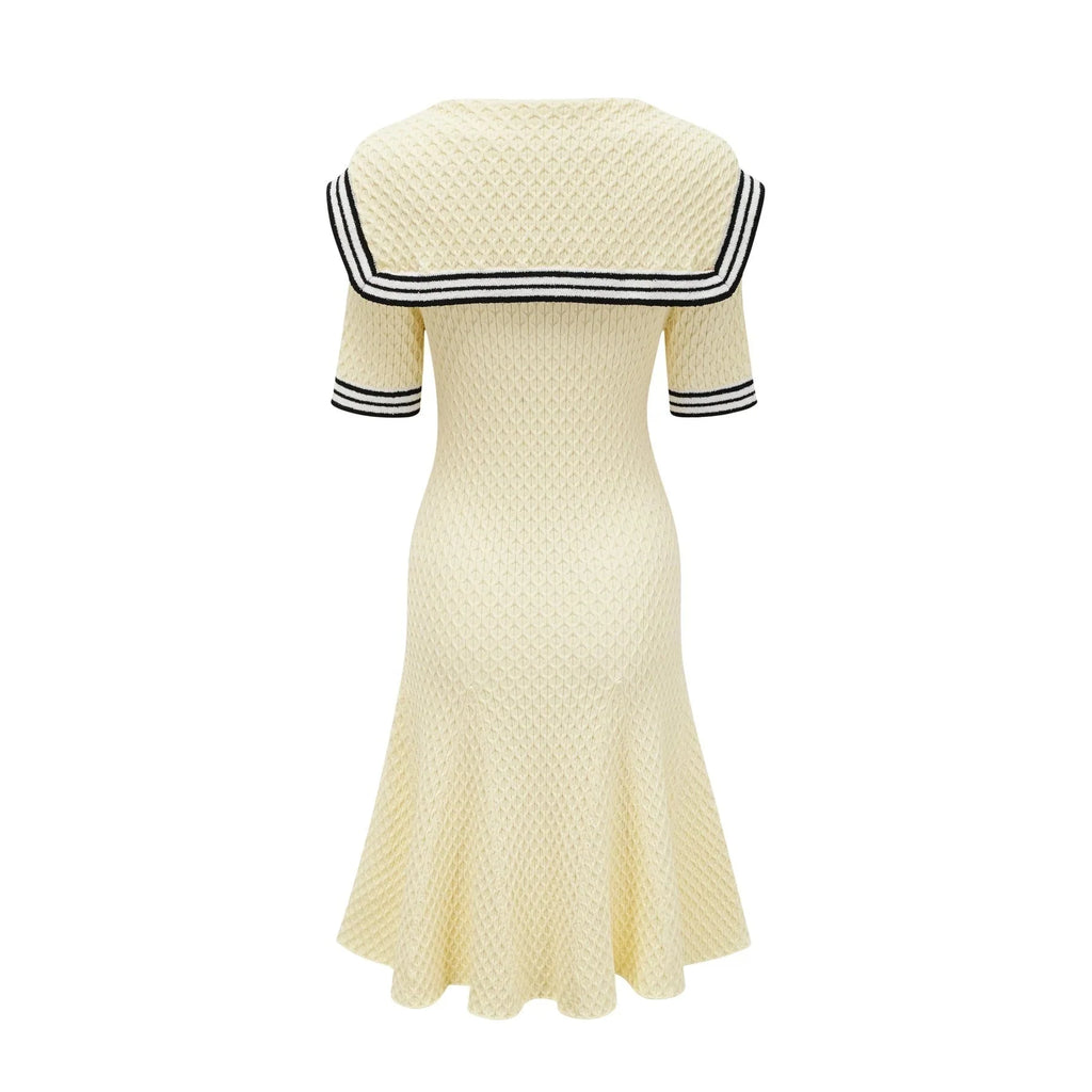 Paige Knitted Dress with Nautical Detail in Yellow