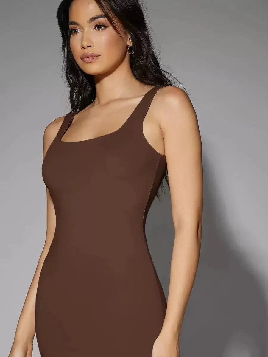 Paisley Midi Dress - Scoop Neck - Beach Occasion - Pencil Hem - Backless Detail - Elegant Style