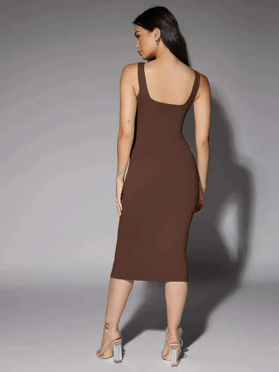 Paisley Midi Dress - Scoop Neck - Beach Occasion - Pencil Hem - Backless Detail - Elegant Style